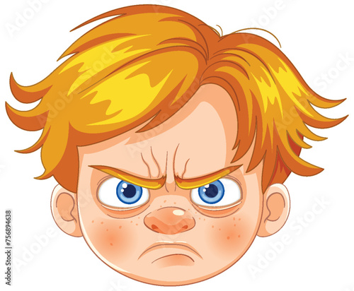 Vector illustration of a boy with an angry face
