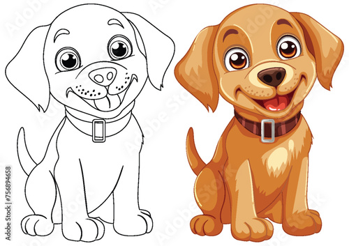 Two cheerful dogs illustrated in cartoon style