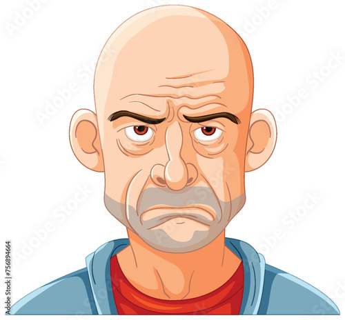 Vector illustration of a displeased elderly man.