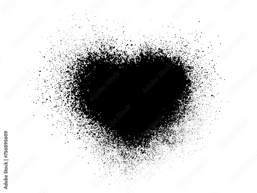 Fototapeta premium Heart black texture overlay. Abstract love symbol. Dust grainy texture on white background. Grain noise stamp. Old paper. Vector illustration, eps 10.