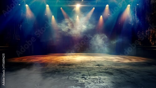 Stage scene with spotlights, animated virtual repeating seamless 4k	
 photo