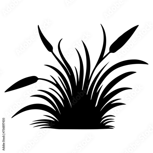 Horizontal black grass land Silhouettes. Cultivated Lawn vector illustration on white background with copy space for text