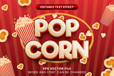Pop corn editable vector text effect. Movie cinema text style