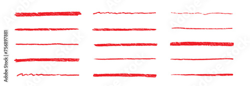 Line underline red crayon brush pencil pen marker paint stroke. Line red brush crayon highlight underline strike color through drawn strikethrough handwritten emphasis squiggle vector swoosh under