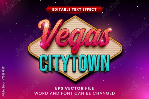 Vegas town neon glow editable text effect