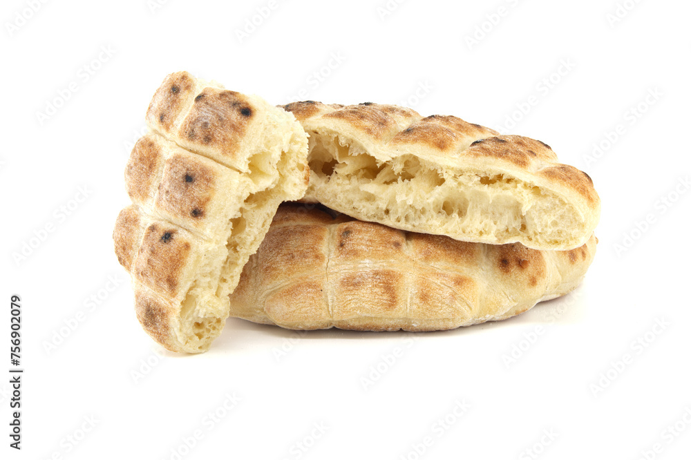 Round pita flat-bread on a white background Round pita flat-bread on a white background