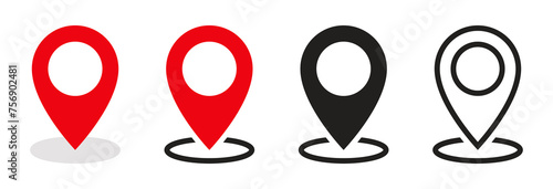 Location icon set, Map pin place marker. location pointer icon symbol in flat style. Location pin icon, Navigation sign photo