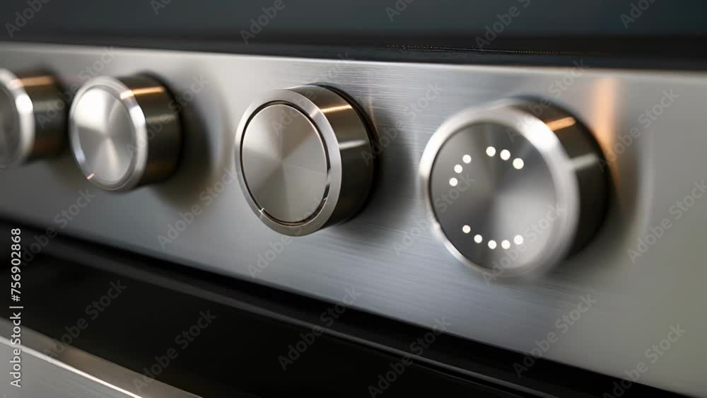 A detailed shot of the fans sleek silver control panel with buttons for rotation and light. A detailed shot of the fans sleek silver control panel with buttons for rotation and light.