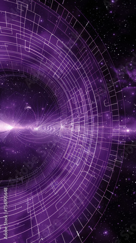 a simple sacred geometry portal, relaxing and meditative, flowing like an alpha brainwave, the background is galactic outer space travel background ,in the style of deep galaxy