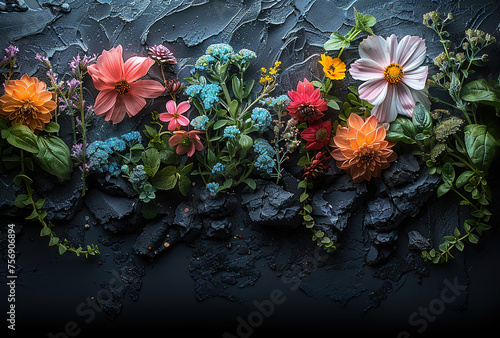 Flowers in grey background. Created with Ai
