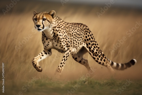 Cheetah (Acinonyx jubatus) running photo