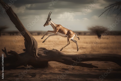 Gazelle in the savannah of Namibia, Africa. photo