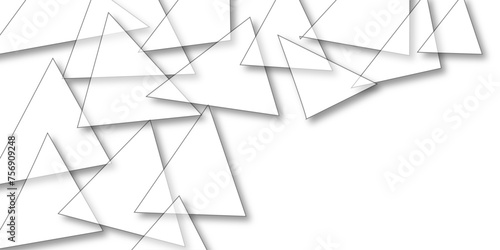 White paper triangles as energy mess abstract pattern in bright light with soft light shadows, corners, top view.  vintage light grunge Scottish tartan texture.