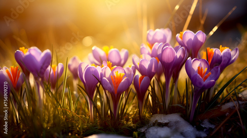 Spring crocus flowers