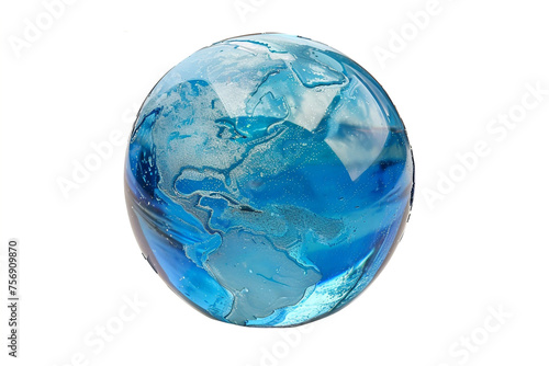 blue glass globe on a white background