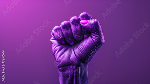 Purple Hand of a Woman for International Women's Day, Feminist Symbolism in Vibrant Colors, Empowerment and Equality Concept, Generative AI