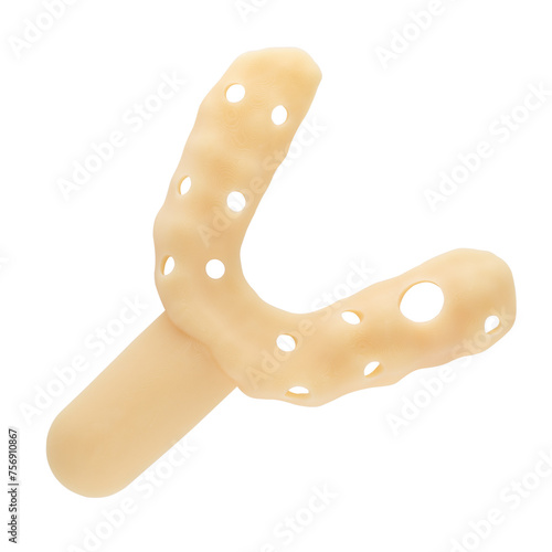 Dental individual tray isolated on white background. Plastic mold for teeth and implants.