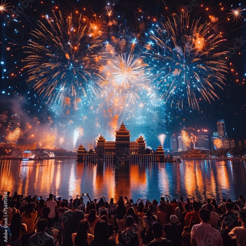 fireworks in the city of new orleans
