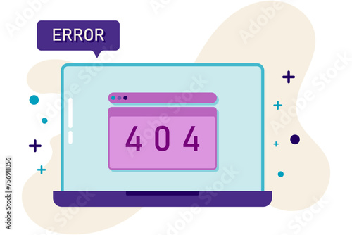 illustration of laptop monitor and error code 404