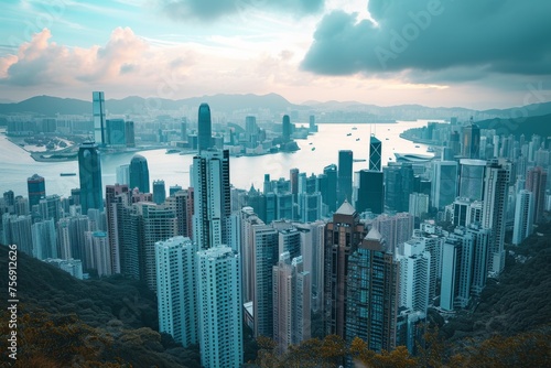 City skyline of Hong Kong from the perspective of Victoria Peak