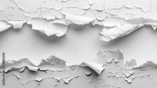 Minimalist White Torn Paper on Elegant Gray Background, Abstract Texture of Ripped Paper, Creative Design Element, Generative AI