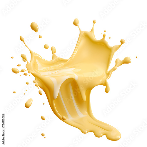yellow melted cheese dripping on white and transparent background, design elements for pizza, sandwiches or pasta
