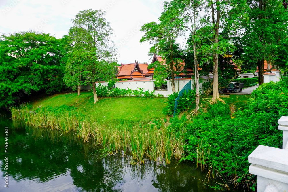 Thailand Phuket island lagoon area. nature and houses, beach and sea