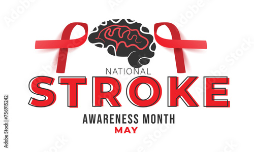 National Stroke awareness month. background, banner, card, poster, template. Vector illustration.