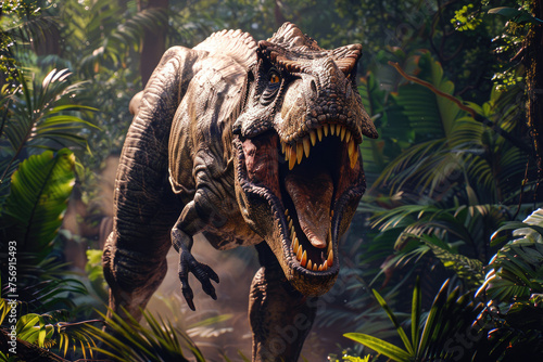 Wild Tyrannosaurus Rex in the jungle