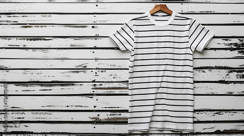 Striped sailor t-shirt mockup, generative ai
