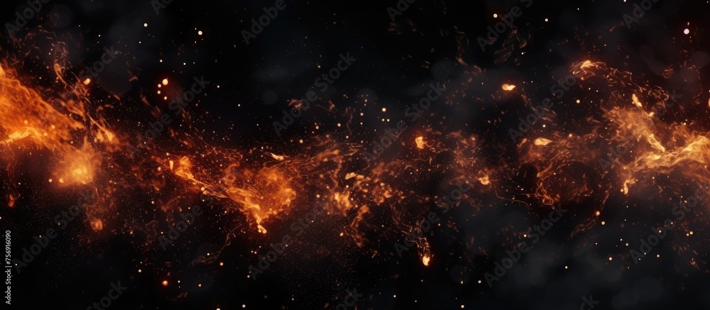 The landscape resembles a galaxy in space, with fiery gas emissions resembling flames. The event creates a mesmerizing display of heat and darkness, reminiscent of a midnight science experiment
