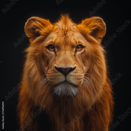 Lion Portrait - Majestic King of the Wildlife with White Mane on White Background
