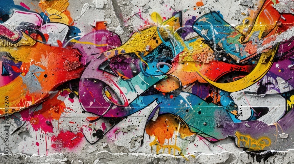 Colorful graffiti art transforming concrete wall into urban expression, reflecting diverse voices and styles of street art community.
