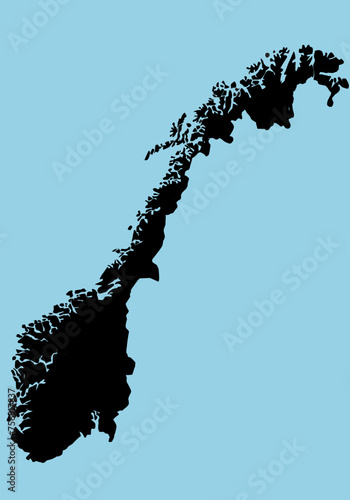 Canvas Print norway map silhouette