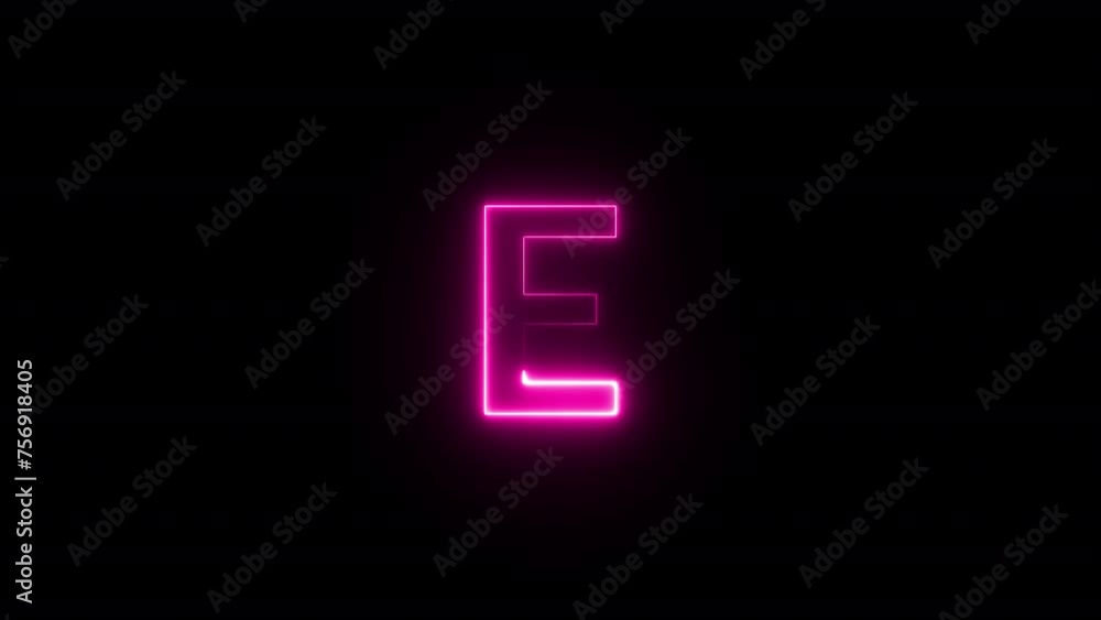 Abstract background Neon Letter E Animation on Black Background .Neon glowing letter E with alpha channel, neon alphabet and letters, neon light for banner A to Z Animation.
Abstract background Neon Letter E Animation on Black Background .Neon glowing letter E with alpha channel, neon alphabet and letters, neon light for banner A to Z Animation.