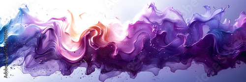 Dynamic purple and teal color swirls moving across a white canvas. photo