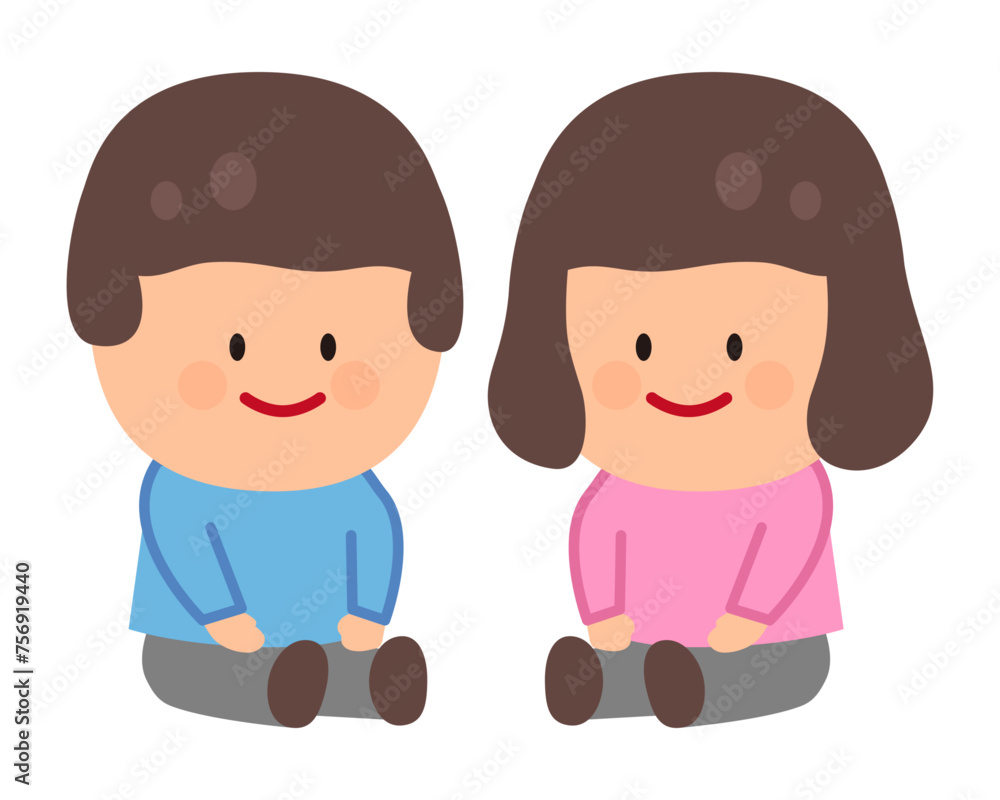 座る子供のイラスト 座る子供のイラスト