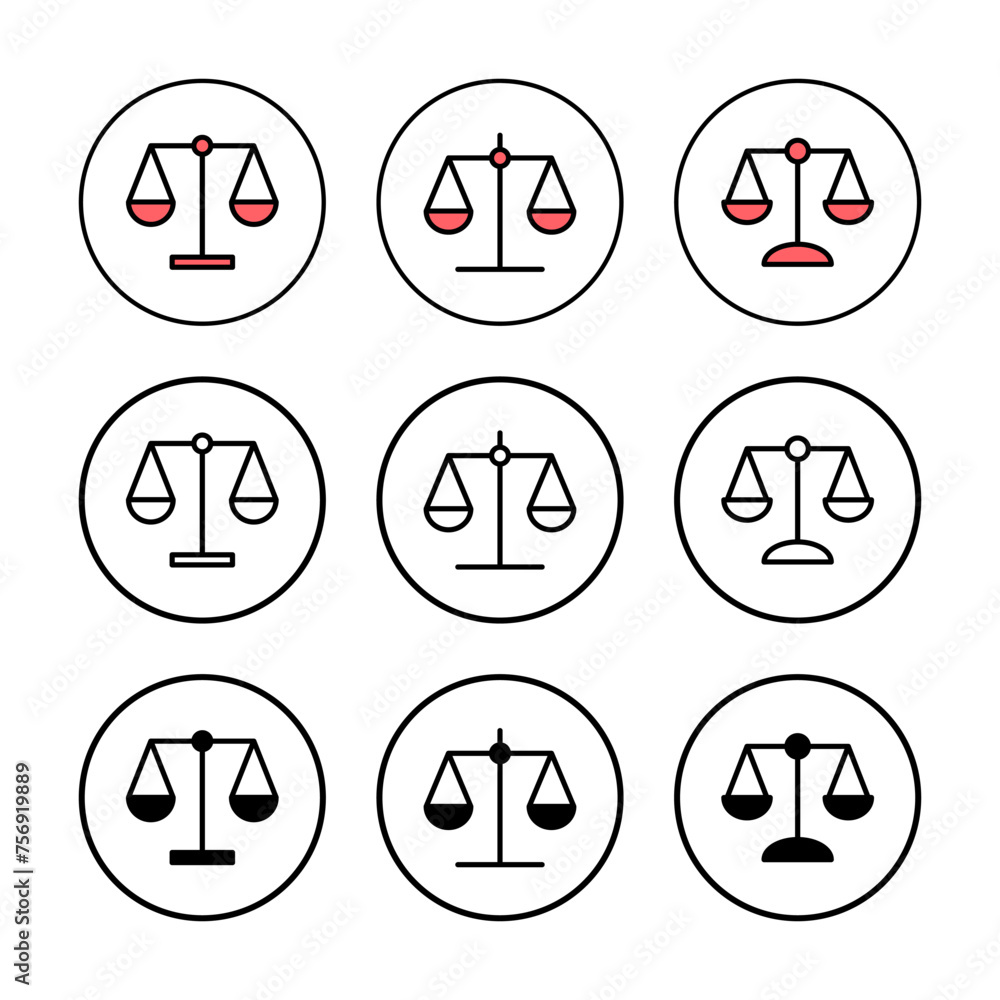 Scales icon vector illustration. Law scale icon. Justice sign and symbol Scales icon vector illustration. Law scale icon. Justice sign and symbol
