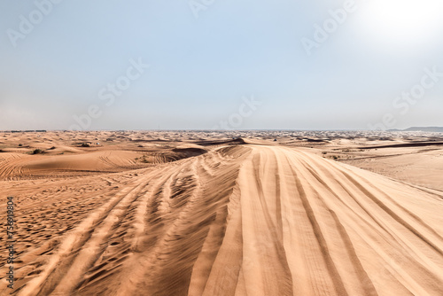 The majestic  splendor of the vast sandy desert near Dubai city  United Arab Emirates