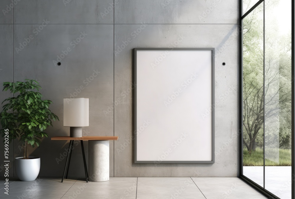 White office interior with empty billboard on wall. Mock up. White office interior with empty billboard on wall. Mock up.