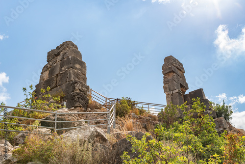 The remains of upper watchtower on ruins of the residence of the Grand Masters of the Teutonic Order in the ruins of the castle of the Crusader fortress located in the Upper Galilee in northern Israel