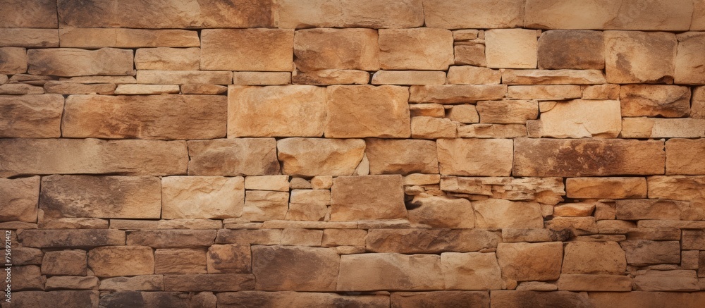 Textured stone wall background with a warm tone and rough surface Textured stone wall background with a warm tone and rough surface