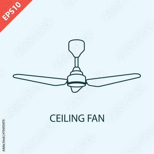 Hand drawn ceiling fan design vector flat isolated illustration
