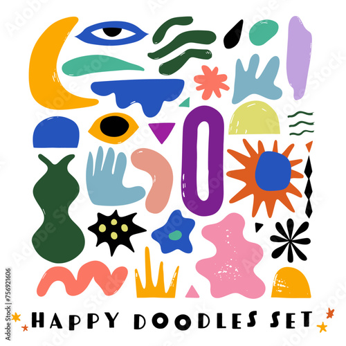 カラフルな落書き風抽象イラストセット