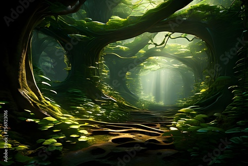 Beautiful fantasy dense forest