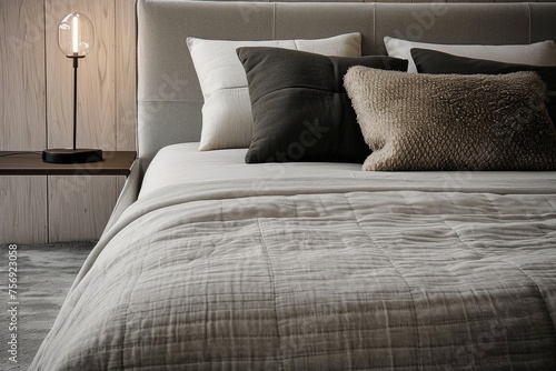 Close up of a contemporary bedroom that reflects the aesthetics of modern interior design