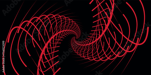Circular spiral sound wave rhythm from lines white color on dark background vector ilustration photo