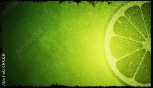 Vibrant green lemon lime with empty space, abstract background gradient rough texture, bright light and grungy grainy noise