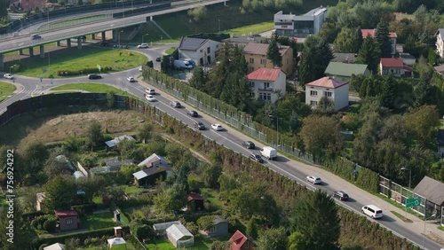 Beautiful Landscape Road Viaduct Jaroslaw Aerial View Poland photo