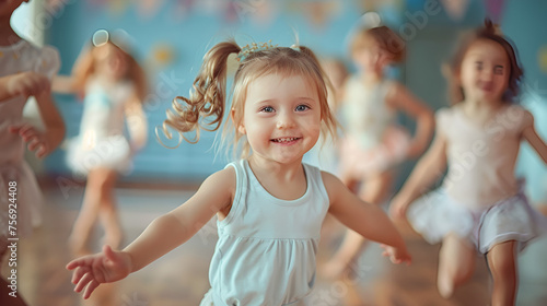 Cute funny children in the dance studio,, generative Ai